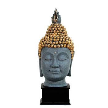 Gray Golden Handcrafted Lord Buddha Head with Stand 1