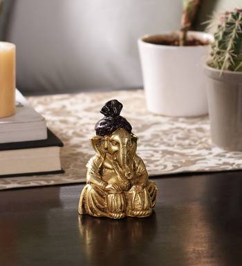 Brass Lord Ganesha Playing Tabla Antique Showpiece 1