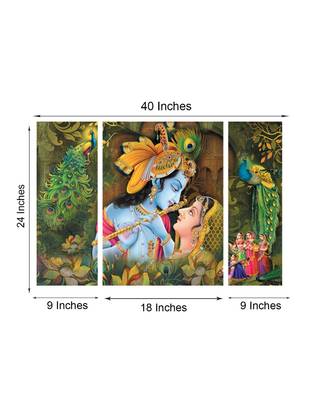 Set of 3 Radha Krishna Premium Canvas Painting 2