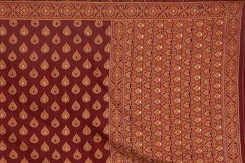 Maroon woven jacquard saree with blouse 4