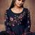 Navy-blue embroidered silk salwar