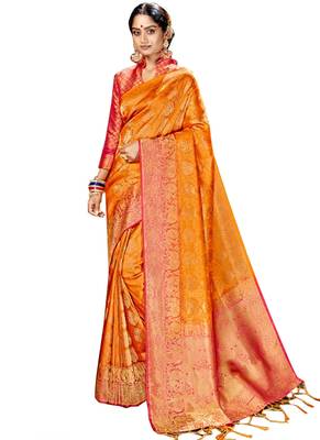 Yellow Brasso Silk Saree With Blouse 1