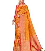 Yellow Brasso Silk Saree With Blouse