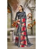 Grey printed georgette saree with blouse