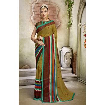Mehendi printed georgette saree with blouse 1