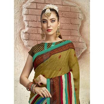 Mehendi printed georgette saree with blouse 2