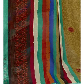 Mehendi printed georgette saree with blouse 3