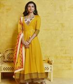 Yellow embroidered silk salwar