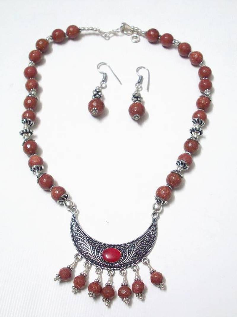 Sand Stone Oxidized Necklace 006