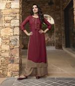 Maroon Plain Georgette Ethnic-Kurtis