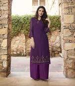 Violet Plain Georgette Ethnic Kurtis