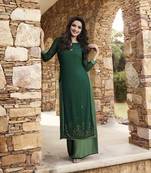 Green Plain Georgette Ethnic-Kurtis