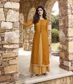 Mustard Plain Georgette Ethnic Kurtis