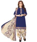 Blue printed cotton salwar