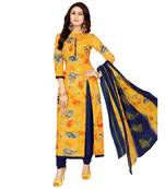 Yellow printed cotton salwar