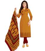 Yellow printed cotton salwar