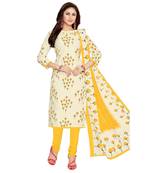 White printed cotton salwar