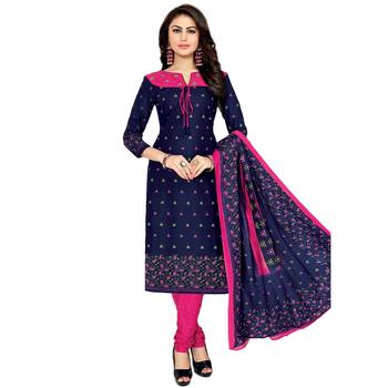 Navy-blue printed cotton salwar 1