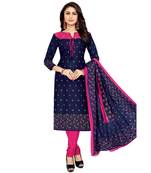 Navy-blue printed cotton salwar