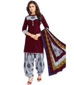 Maroon printed cotton salwar