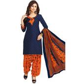 Navy-blue printed cotton salwar
