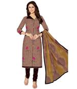 Brown printed cotton salwar