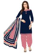 Navy-blue printed cotton salwar