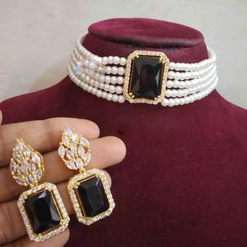 Black Cubic Zirconia Necklace Sets 1
