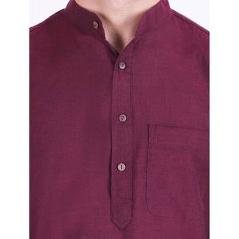 Hindloomz Maroon Plain Cotton Kurta Pajama 5