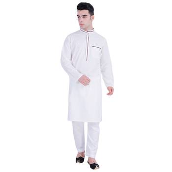 Hindloomz White Plain Cotton Kurta Pajama 1