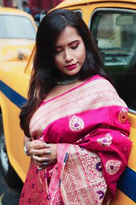 Pink color Banglori silk saree 2