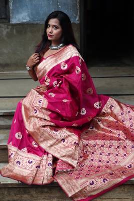 Pink color Banglori silk saree 3
