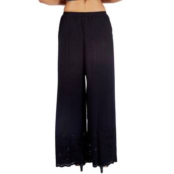 Black Embroidered Rayon Palazzo for Women 4
