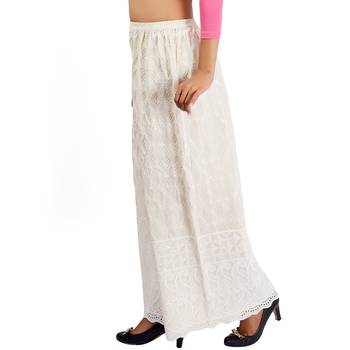 Off White Chikankari Work Cotton Palazzo for Women 3