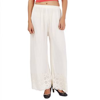 White Chikankari Cotton Palazzo for Women 1