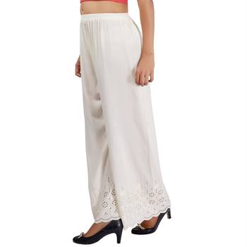 White Chikankari Cotton Palazzo for Women 3