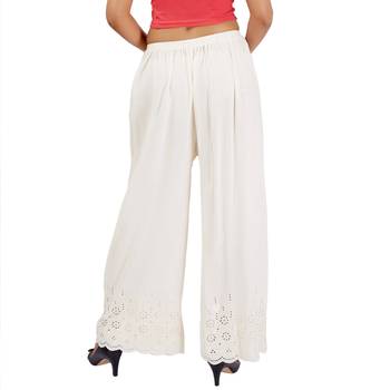 White Chikankari Cotton Palazzo for Women 4