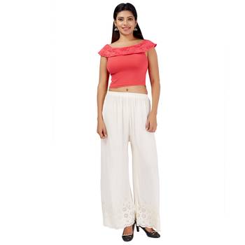 White Chikankari Cotton Palazzo for Women 5