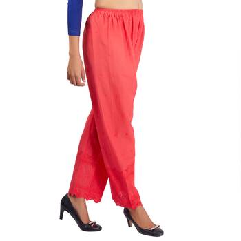 Pink Embroidered Cotton Palazzo for Women 2