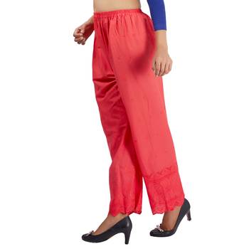 Pink Embroidered Cotton Palazzo for Women 3