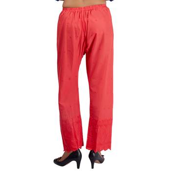Pink Embroidered Cotton Palazzo for Women 4