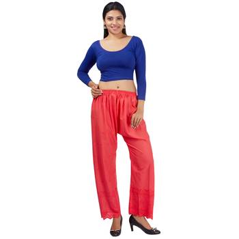 Pink Embroidered Cotton Palazzo for Women 5