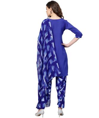 Blue printed polyester unstitched salwar 2