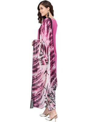 Pink printed polyester unstitched salwar 2