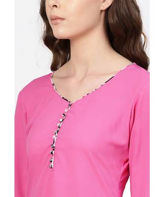Pink printed polyester unstitched salwar 3