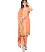 Peach printed cotton unstitched salwar