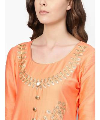 Peach printed cotton unstitched salwar 3