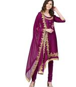 Purple printed cotton unstitched salwar