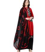 Red printed cotton unstitched salwar
