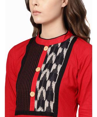 Red printed cotton unstitched salwar 3
